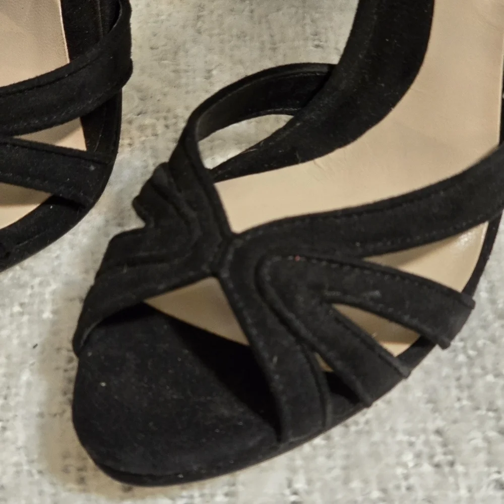Zara black suede high heeled sandals size 37 - Picture 2 of 10